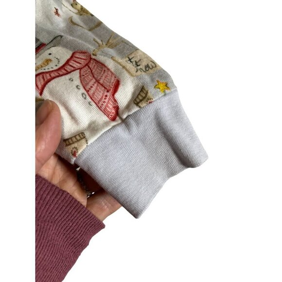 Pottery Barn Pajama Set Kid 14 Gray Crew Holiday Santa Festive School Christmas - Picture 5 of 10